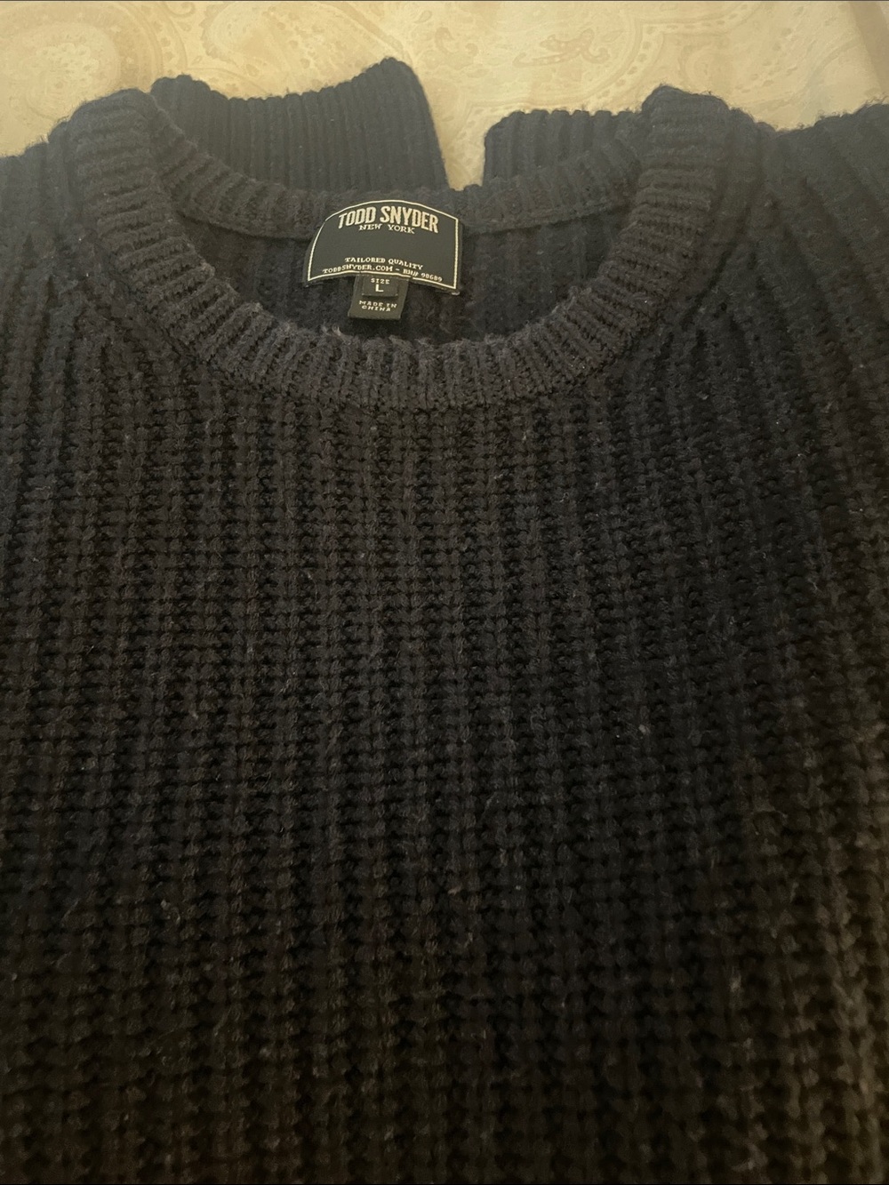 Todd Snyder Black Ribbed Crewneck Sweater